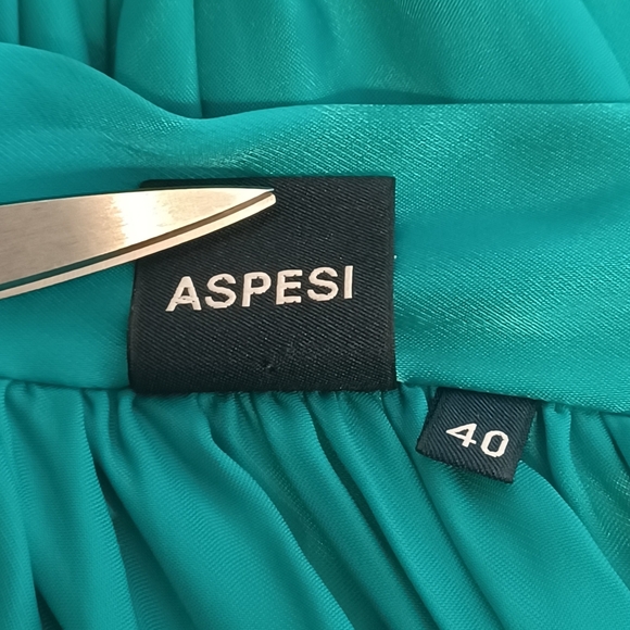 ASPESI 100% Silk Teal Halter Mini Dress - Picture 9 of 13